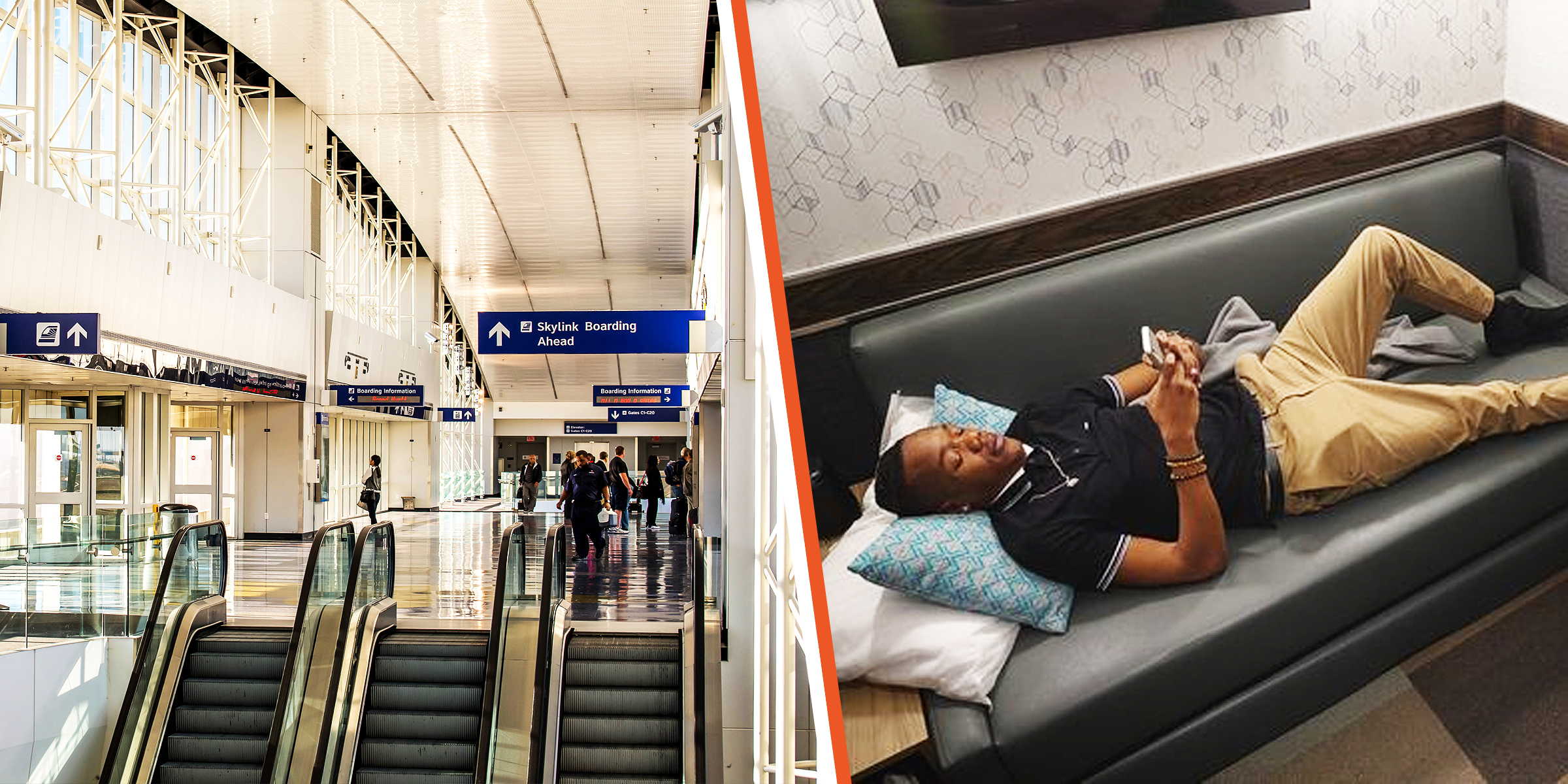 Dallas Fort Worth International Airport | A man sleeping at Dallas Fort Worth International Airport | Source: Shutterstock | Instagram/minute_suites