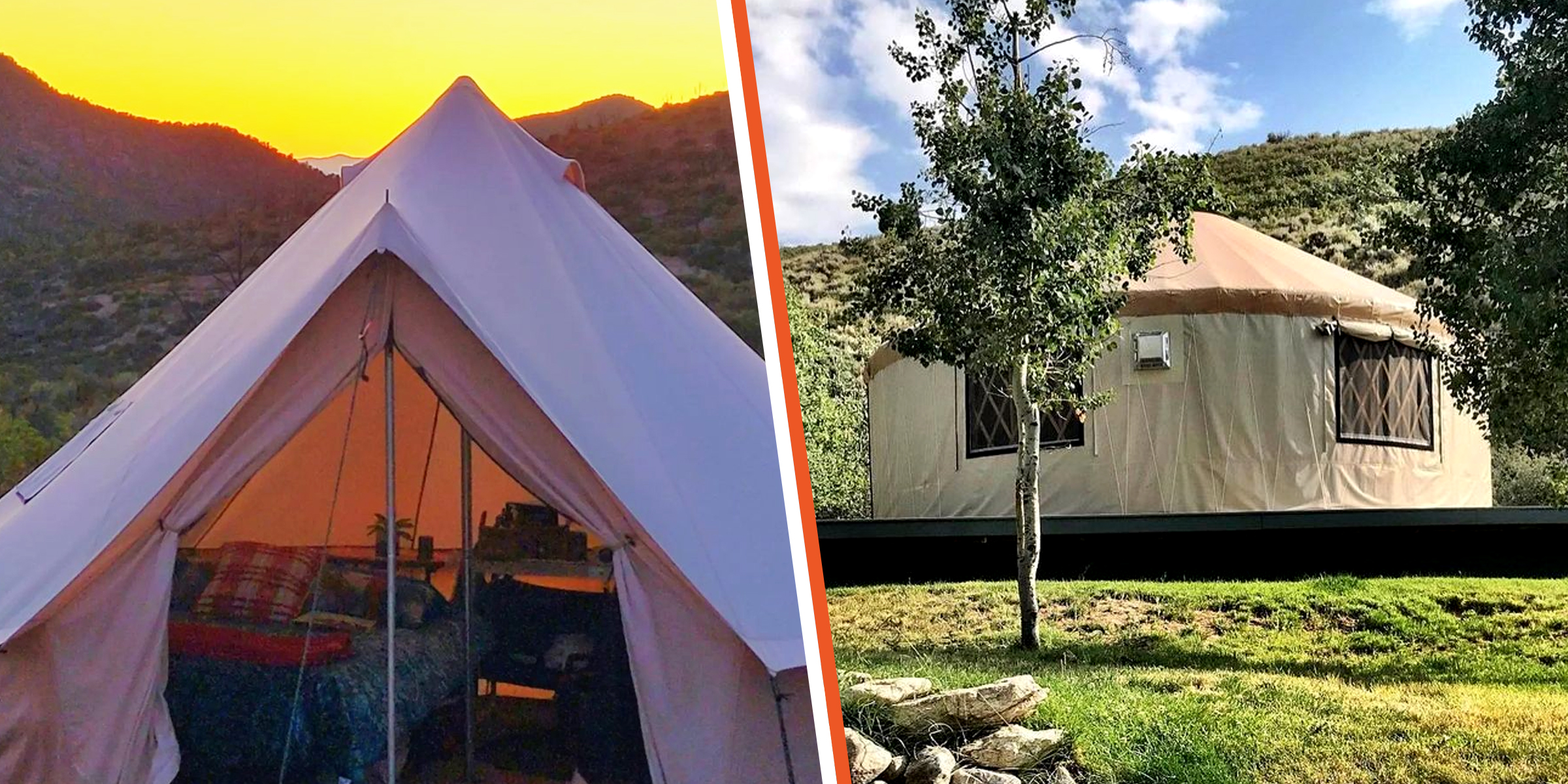 A mountainside tent at Glamping Adventures LV | The Conrad Creek Yurt at the Ruby 360 Lodge | Source: Instagram/glamping.adventures | Instagram/ruby360lodge