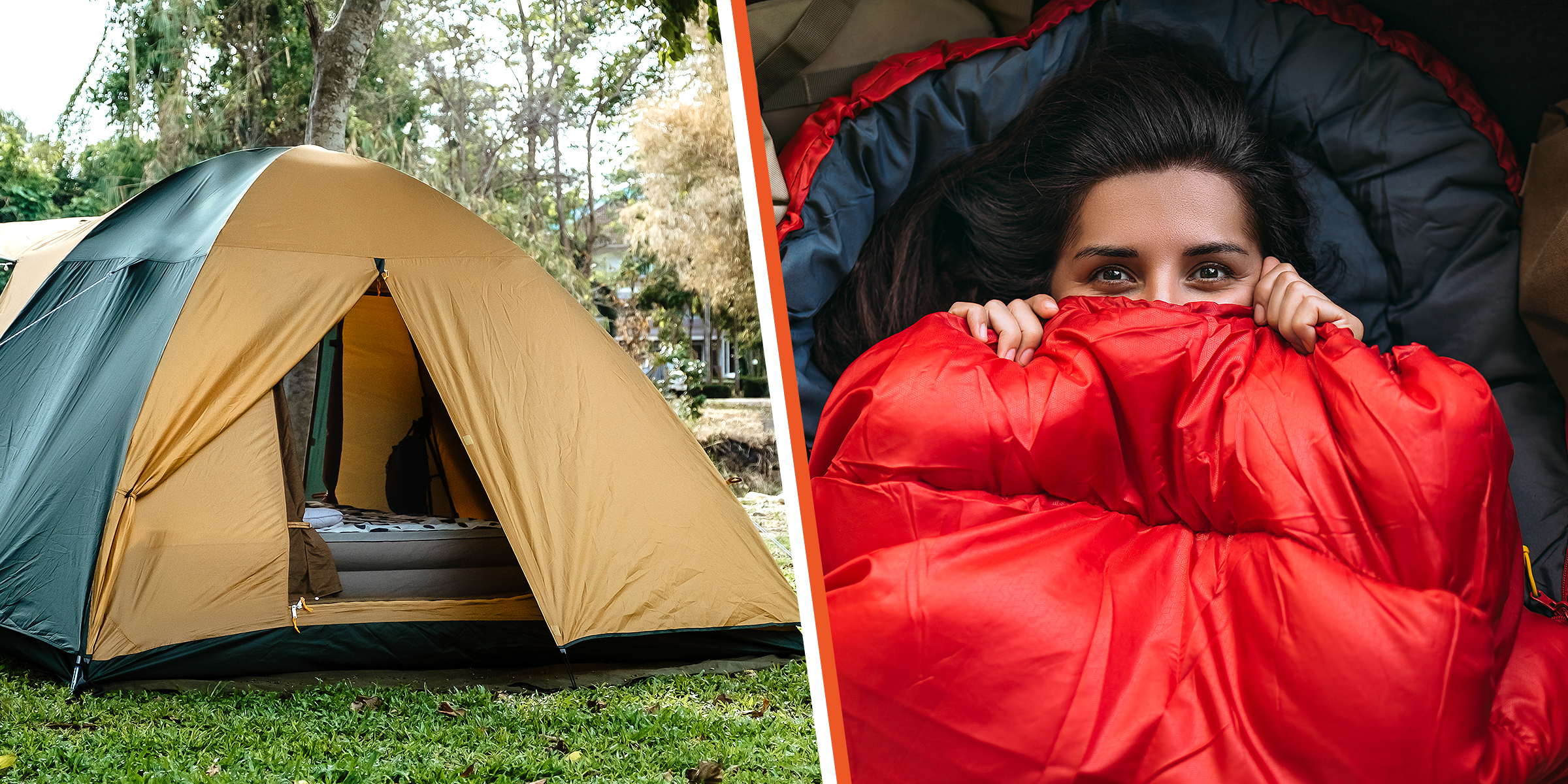 Camping tent | A person inside sleeping bag | Source: Shutterstock